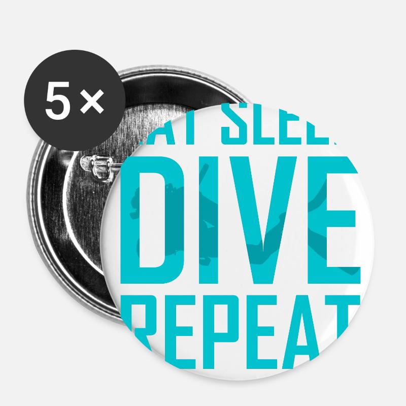 plongée - Lot de 5 petits badges (25 mm) - blanc