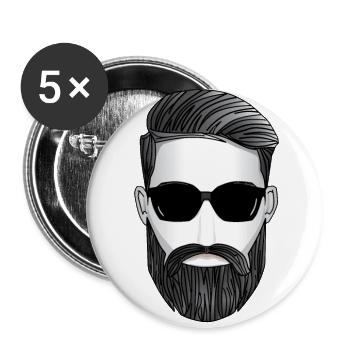 Bart Geschenk super cooler Typ mit Sonnenbrille - Buttons klein 25 mm (5er Pack) - Weiß - Vorne