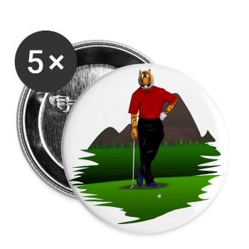 Tiger in the woods plays golf with racket gift - Buttons small 1''/25 mm (5-pack) - white - Front
