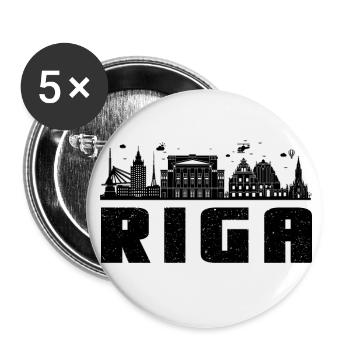 Riga city portrait and holiday gift - Buttons small 1''/25 mm (5-pack) - white - Front