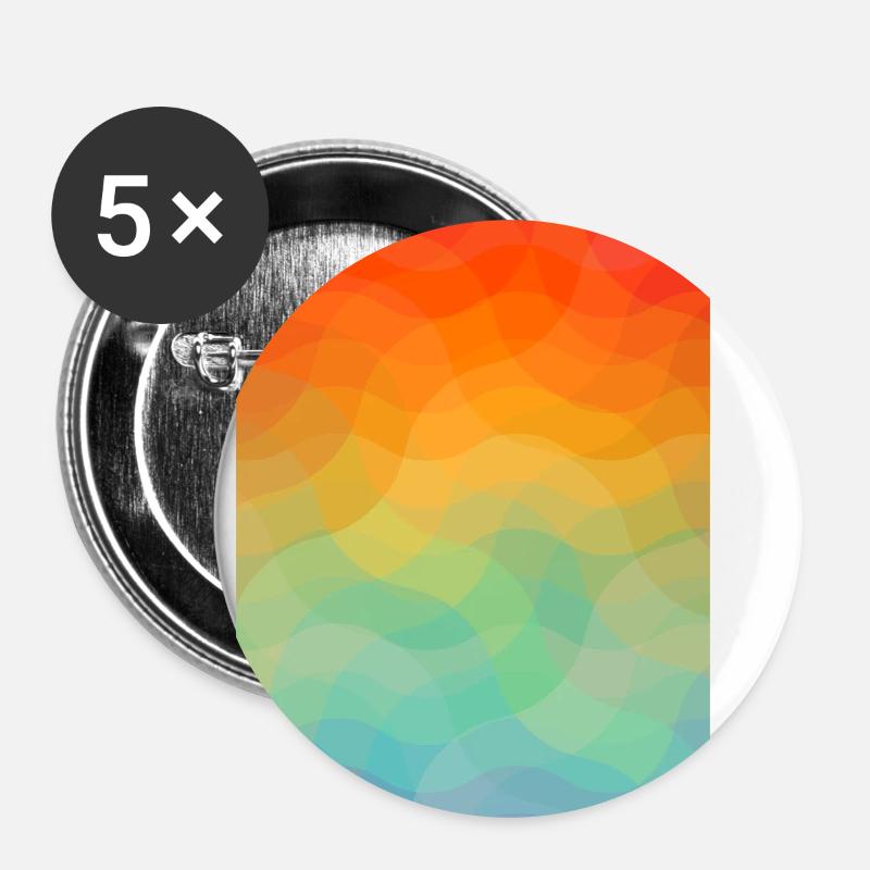 Colourful pattern (waves) - Buttons small 1''/25 mm (5-pack) - white