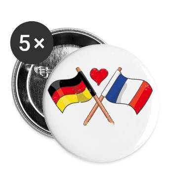 J'aime la bannière coeur drapeau France Allemagne - Lot de 5 petits badges (25 mm) - blanc - Devant