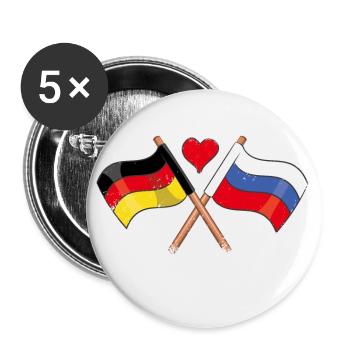 Ich Liebe Russland Deutschland Flagge Herz Fahne - Buttons klein 25 mm (5er Pack) - Weiß - Vorne