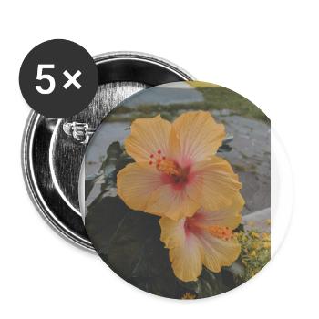 HIBISCUS FLOWERS - Buttons small 1''/25 mm (5-pack) - white - Front