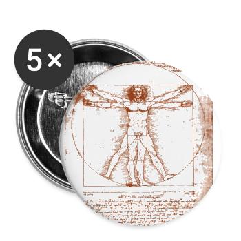 Leonardo DaVinci vitruvian Man Print - Buttons klein 25 mm (5er Pack) - Weiß - Vorne