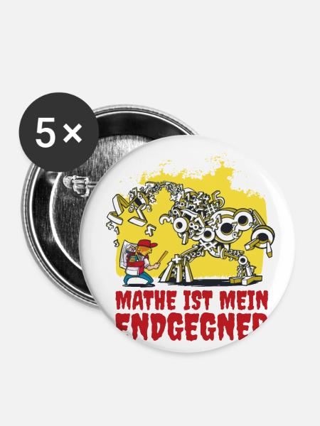 Mathe ist mein Endgegner - Buttons klein 25 mm (5er Pack) - Weiß