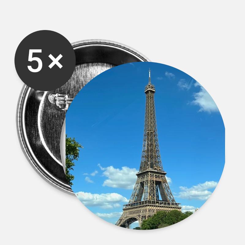 Eiffel Tower - Buttons small 1''/25 mm (5-pack) - white