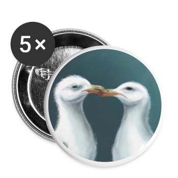 Kissing seagulls - Buttons small 1''/25 mm (5-pack) - white - Front