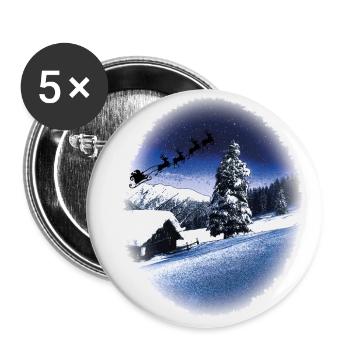 Christmas sledding - Buttons small 1''/25 mm (5-pack) - white - Front