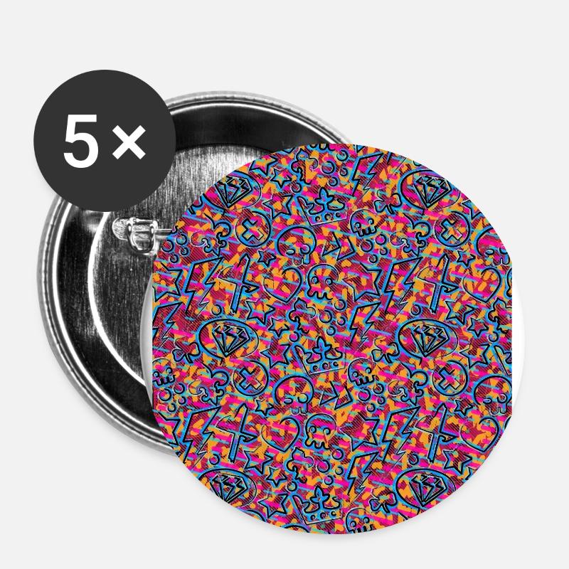 Funky Chaos 02 - Buttons small 1''/25 mm (5-pack) - white