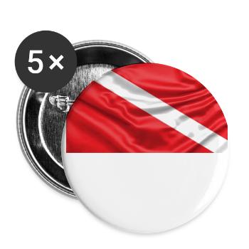 Dive Flag - Buttons klein 25 mm (5er Pack) - Weiß - Vorne