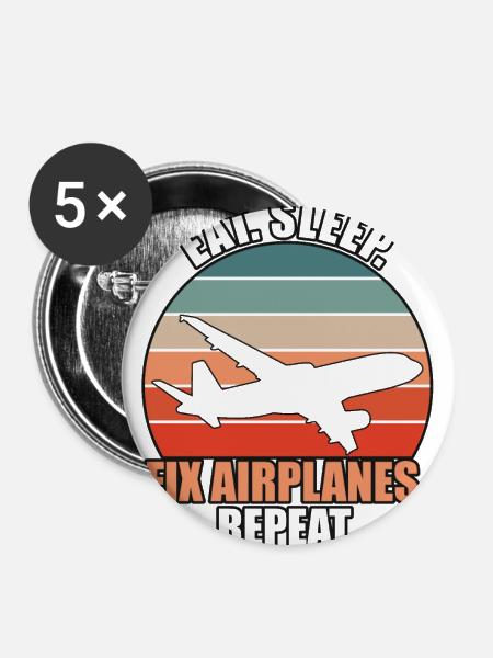 Fix Airplanes - Buttons klein 25 mm (5er Pack) - Weiß