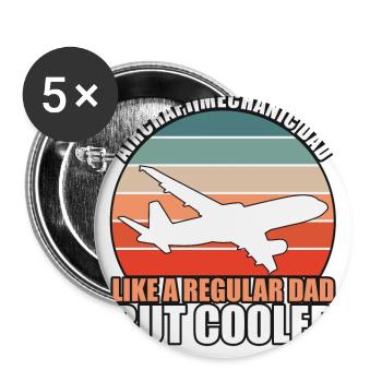 Aircraft Mechanic Dad - Buttons small 1''/25 mm (5-pack) - white - Front