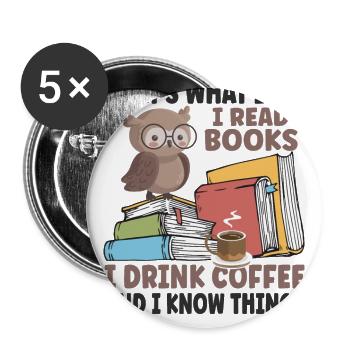 I Read Books - Buttons small 1''/25 mm (5-pack) - white - Front