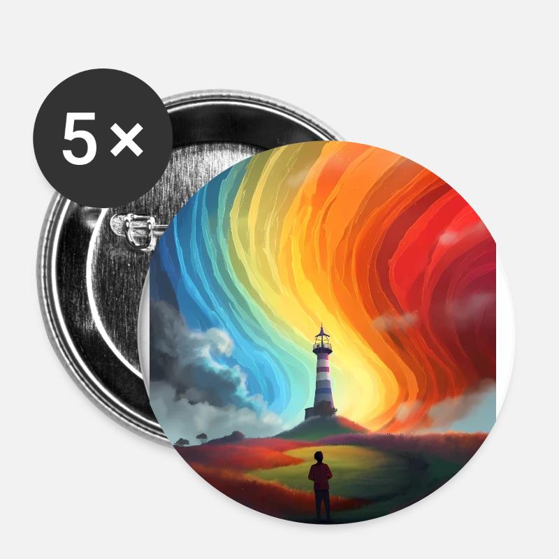 Rainbow Sky Lighthouse - Buttons small 1''/25 mm (5-pack) - white
