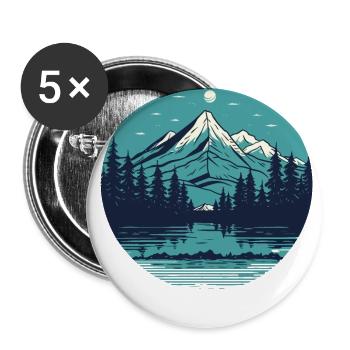 Silent Mountains: Minimalist Nature - Buttons small 1''/25 mm (5-pack) - white - Front