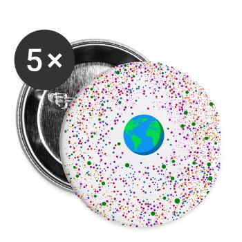 Weltkugel im Zentrum - Buttons klein 25 mm (5er Pack) - Weiß - Vorne