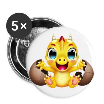 Bebe Dragon Mignon - Lot de 5 petits badges (25 mm) - blanc - Devant