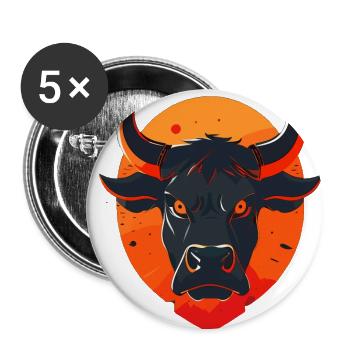 Bull Bull Buffalo - Lot de 5 petits badges (25 mm) - blanc - Devant