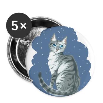 Ivypool Ivy Lake Grey Cat Snow Warriors Cat - Buttons small 1''/25 mm (5-pack) - white - Front
