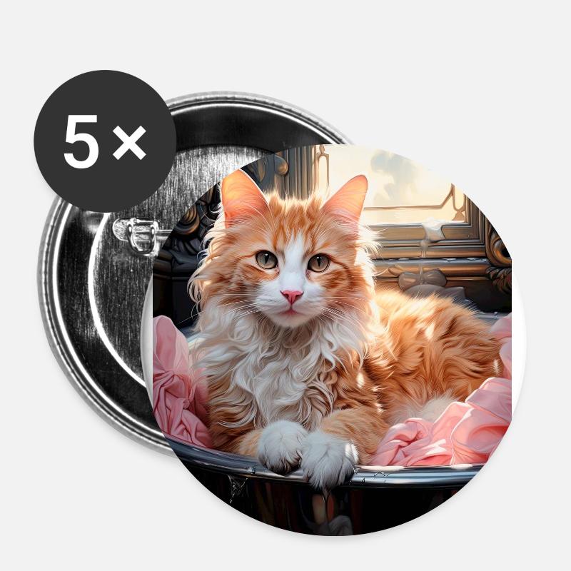 Badekatze - Buttons klein 25 mm (5er Pack) - Weiß