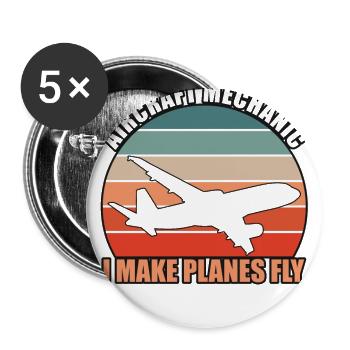 Aircraft Technician - Buttons small 1''/25 mm (5-pack) - white - Front