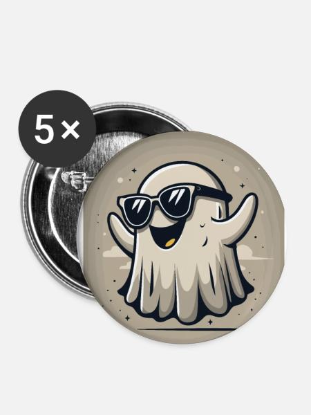 Geist mit Sonnenbrille - Buttons klein 25 mm (5er Pack) - Weiß