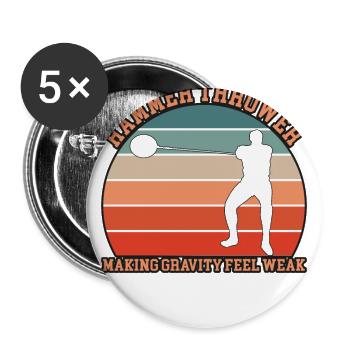 Hammer Thrower Design - Buttons small 1''/25 mm (5-pack) - white - Front