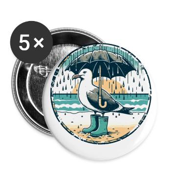 Coloré Pop Art mouette Wellington bottes et parapluie - Lot de 5 petits badges (25 mm) - blanc - Devant