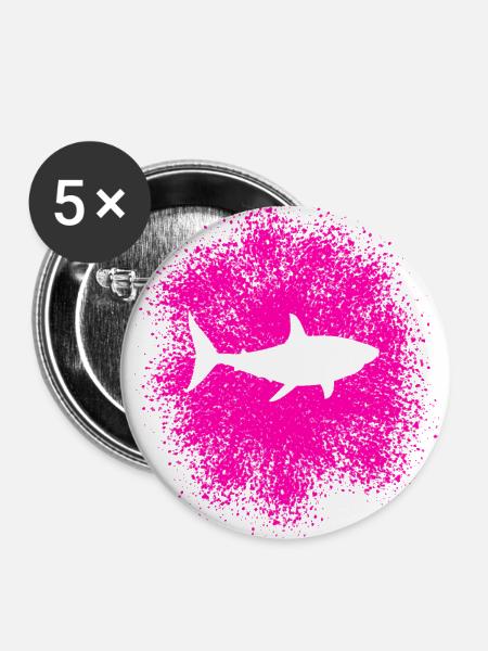Hai Haifisch im Meer - Buttons klein 25 mm (5er Pack) - Weiß