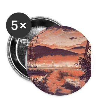 Campagne japonaise - Lot de 5 petits badges (25 mm) - blanc - Devant