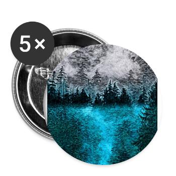 Tranquil Forest at Night - Buttons small 1''/25 mm (5-pack) - white - Front