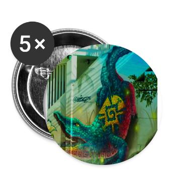 Peinture murale de crocodile, Mexico - Lot de 5 petits badges (25 mm) - blanc - Devant