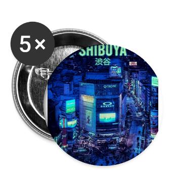 Shibuya, Tokio - Buttons klein 25 mm (5er Pack) - Weiß - Vorne