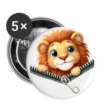 Löwe mit Reißverschluss - Buttons klein 25 mm (5er Pack) - Weiß - Vorne