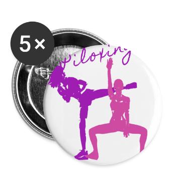 Piloxing, Pilates, gymnastique, graffiti, yoga - Lot de 5 petits badges (25 mm) - blanc - Devant