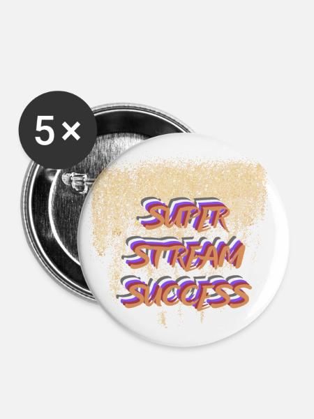 SUPER STREAM SUCCESS - Buttons klein 25 mm (5er Pack) - Weiß