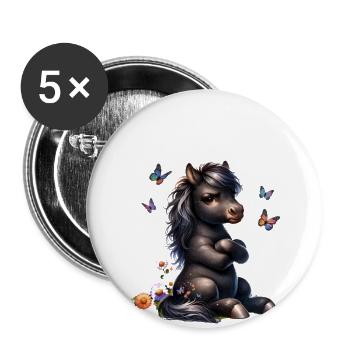 Cheval Drôle Dicton Non pour les amoureux des chevaux - Lot de 5 petits badges (25 mm) - blanc - Devant