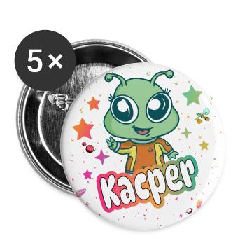 KACPER - Beautiful boy name with cute alien - Buttons small 1''/25 mm (5-pack) - white - Front