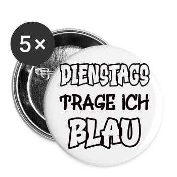 Dienstags trage ich blau Spruch Farbenspiel Farbe - Buttons klein 25 mm (5er Pack) - Weiß - Vorne