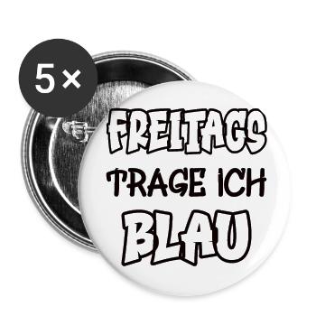 Freitags trage ich blau Spruch Farbenspiel Farbe - Buttons klein 25 mm (5er Pack) - Weiß - Vorne