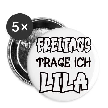 Freitags trage ich lila Spruch Farbe lila - Buttons klein 25 mm (5er Pack) - Weiß - Vorne