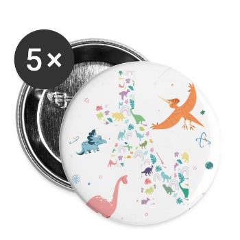 JAN - Beautiful boy name with dinosaur - Buttons small 1''/25 mm (5-pack) - white - Front