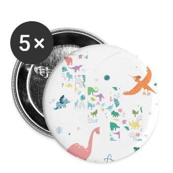FINN - Schöner Jungen Name mit Dinosaurier - Buttons klein 25 mm (5er Pack) - Weiß - Vorne