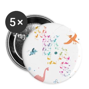 NIKLAS - Beautiful boy name with dinosaur - Buttons small 1''/25 mm (5-pack) - white - Front