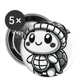 Curious Turtle - Hat Explorer - Buttons klein 25 mm (5er Pack) - Weiß - Vorne