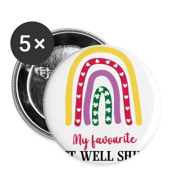 Gute Besserung Werde Schnell Gesund Genesung - Buttons klein 25 mm (5er Pack) - Weiß - Vorne