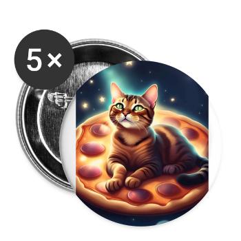 Pizza cat - Buttons small 1''/25 mm (5-pack) - white - Front