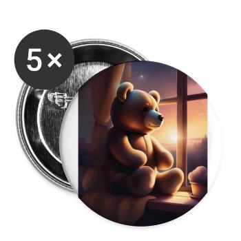 Süßer Teddybär - Buttons klein 25 mm (5er Pack) - Weiß - Vorne