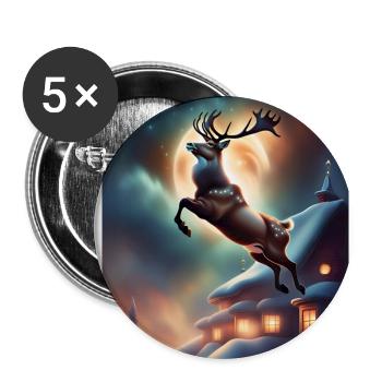 Le renne de Noël du Père Noël - Lot de 5 petits badges (25 mm) - blanc - Devant